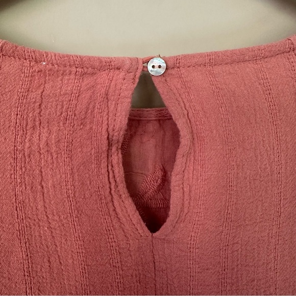 Cottagecore Embroidered Flower Top Tiered Peasant Boho Hippie Women M Dusty Rose - Picture 7 of 10